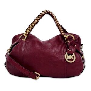 Michael Kors Burgundy Tristan 100% genuine Leather medium convertible Bag chain